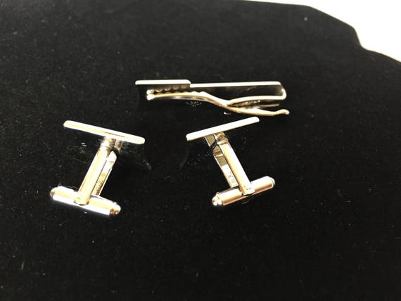 Hickok signed "N" Initialed Cufflink and Tie Clip… - image 2