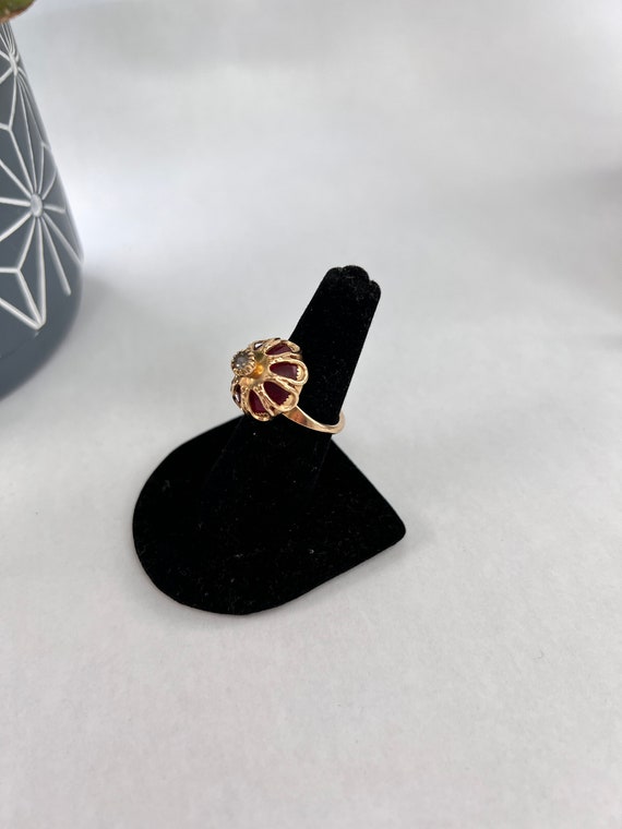 Sarah Coventry Cocktail Ring Red and Gold