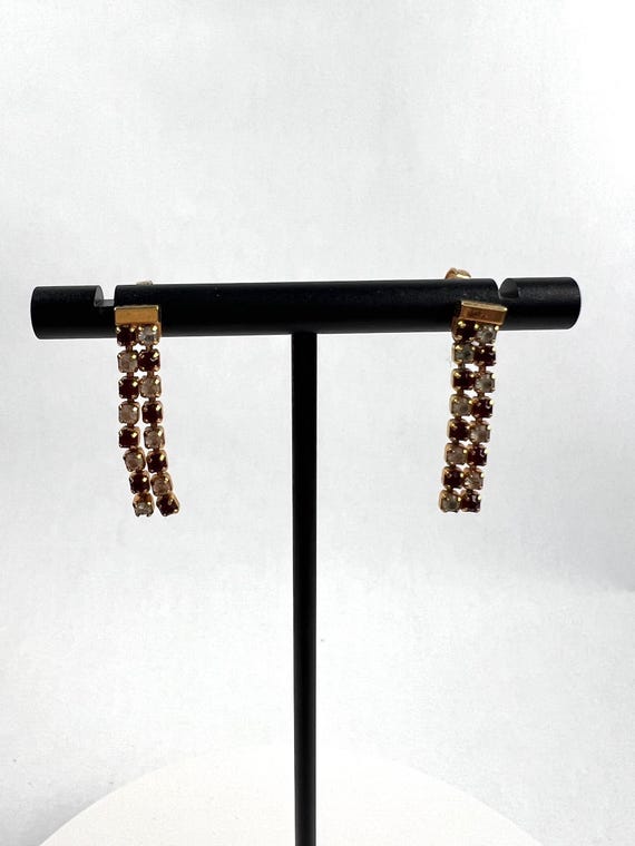 Avon Ruby and Diamond Rhinestone Dangle Earrings - image 1