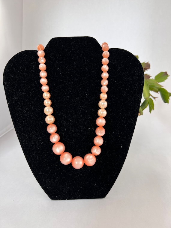 Pink Moonglow and Pearl Beaded Necklace