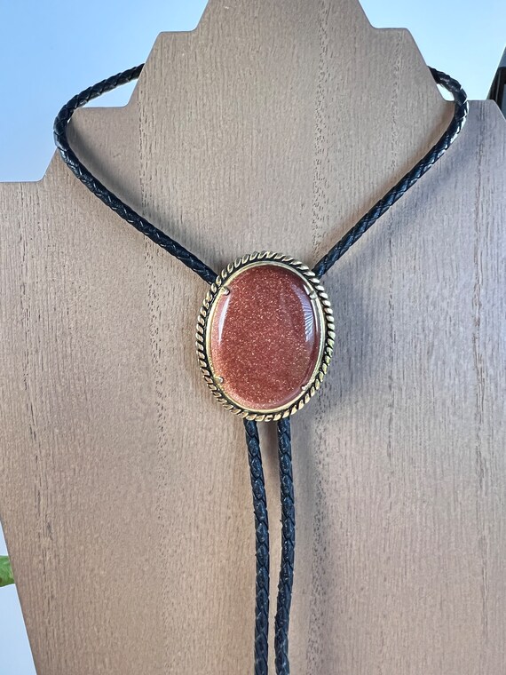 Oval Goldstone Bolo Tie