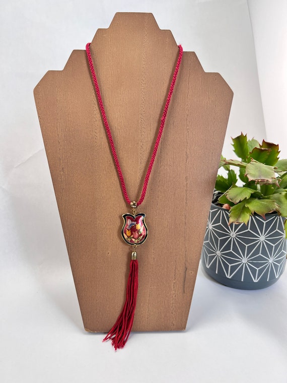 Tulip Cloisonne Pendant Necklace - image 2