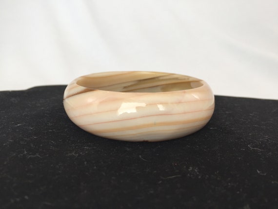 Banded Agate Bracelet / Bangle. Peaches and Cream… - image 1