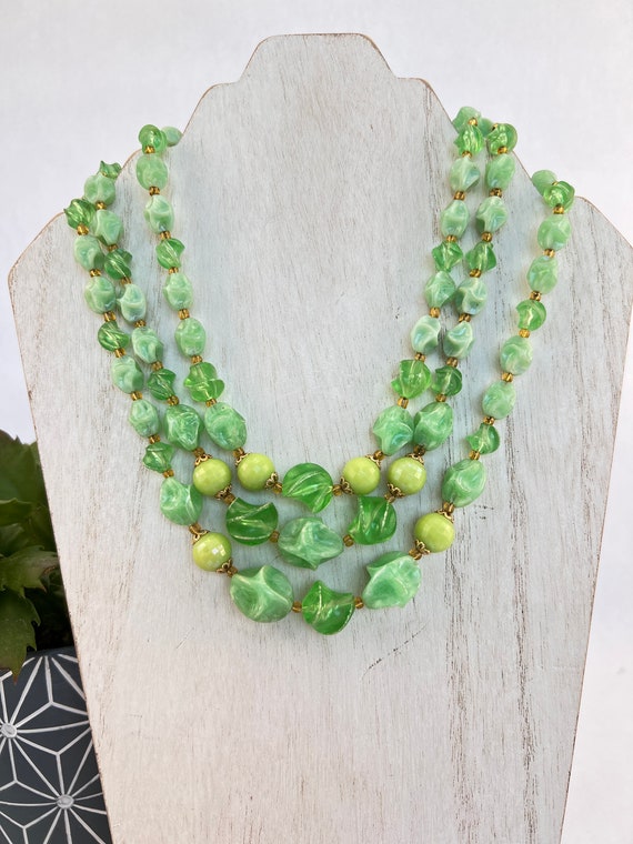 Green Beaded Muti Strand Necklace