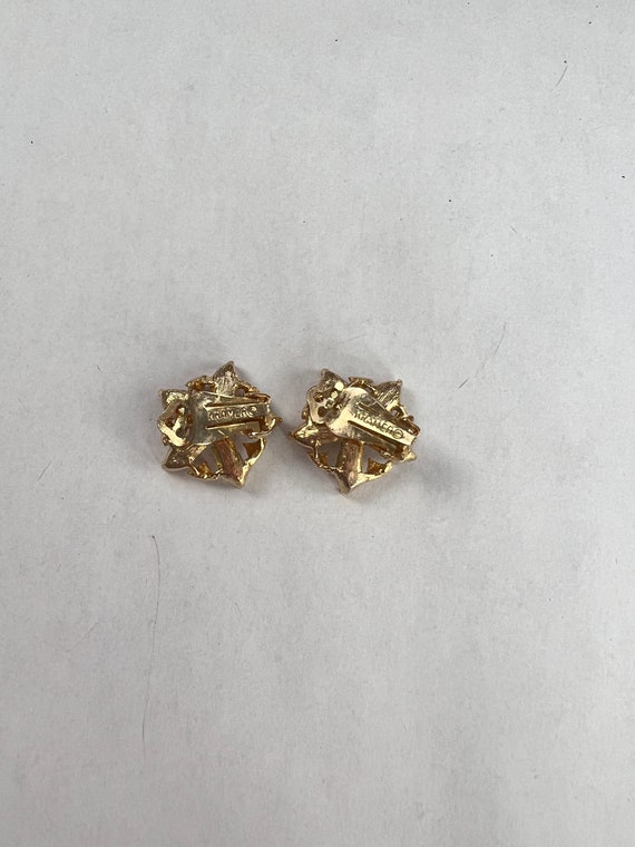 Kramer Gold Flower Earrings - image 3