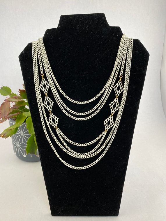 Monet White Chain Multi Strand Necklace