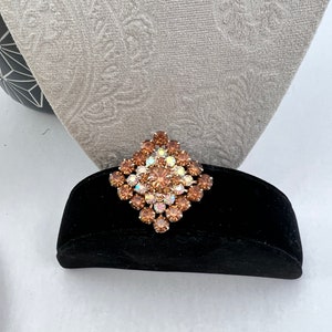 Topaz and AB Diamond Shaped Cluster Brooch