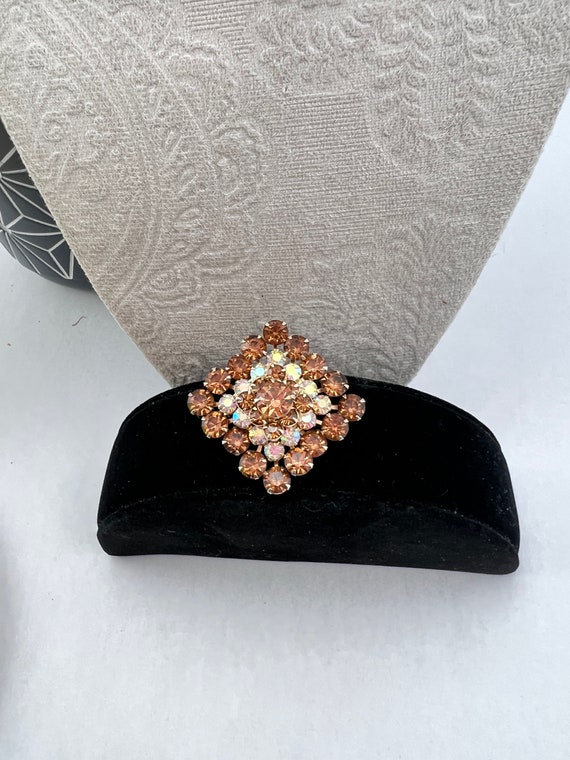 Topaz and AB Diamond Shaped Cluster Brooch