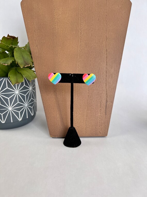 Rainbow Heart Stud Earrings - image 2