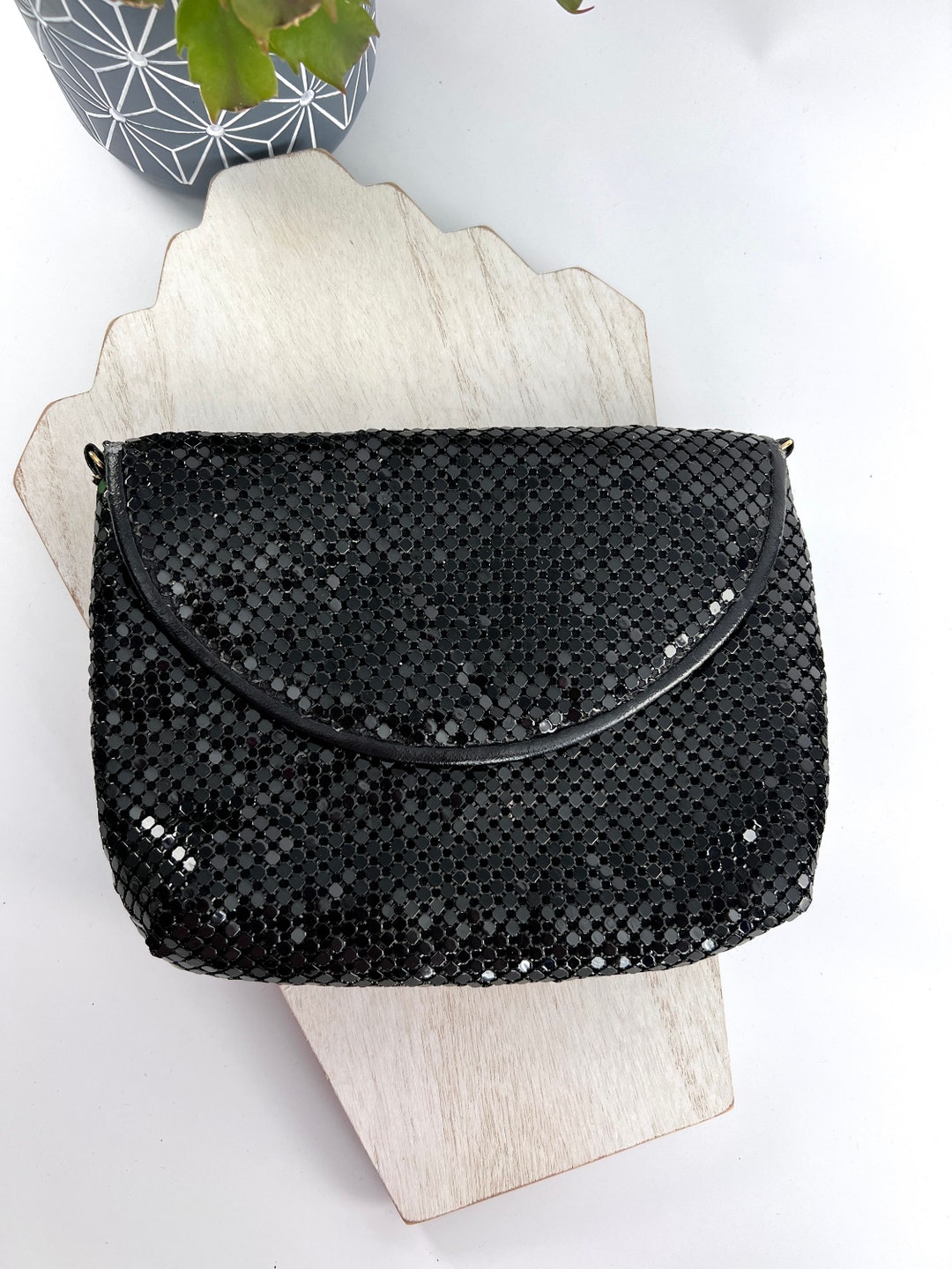 Black Metal Mesh Evening Bag Etsy