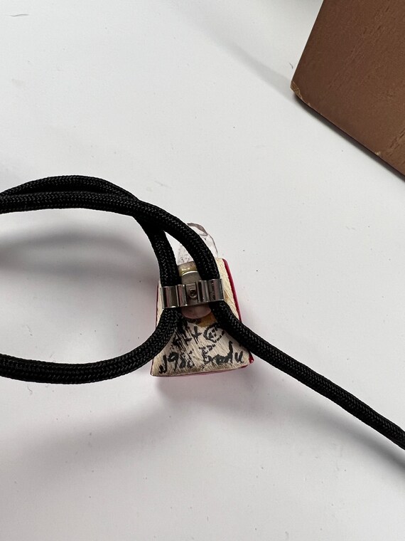 Vintage Silver Plated Bolo Tie With Handcrafted Lotus Rose Quartz Stone - Adjustable Rope Tie - View #7