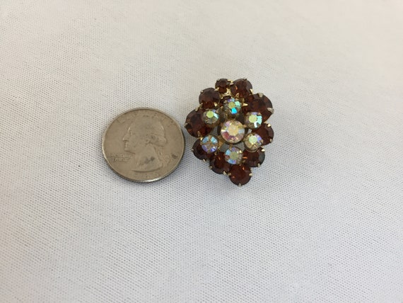 Vintage Topaz and Diamond Rhinestone Cluster Earr… - image 4