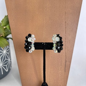 Aurora Borealis and Black Cluster Climber Earrings