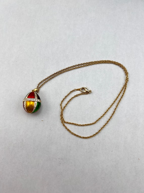 Colorful Enamel Egg Locket Necklace - image 4