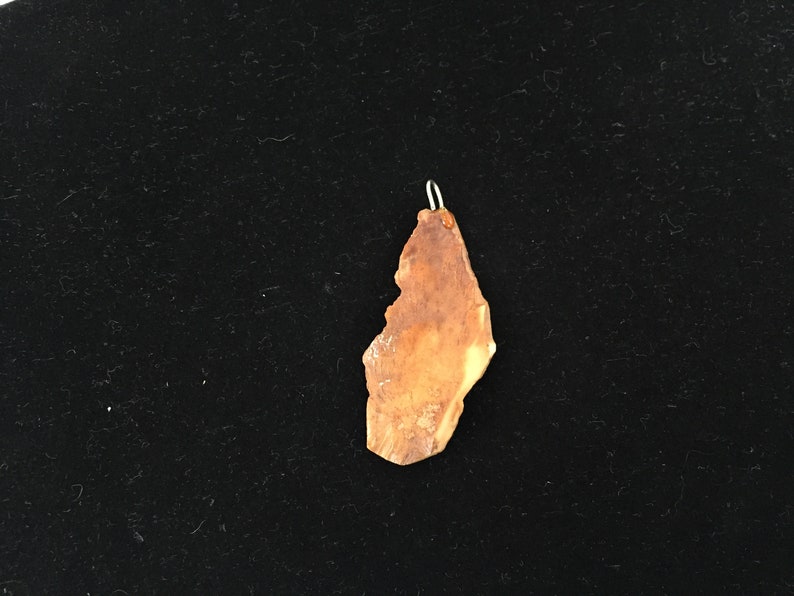 Hand Carved Horse and Flower Pendant Signed Raw and Polished Stone