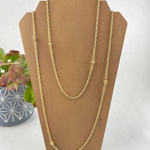 Vintage Monet Necklace, Long Singapore Chain With Oval and Saucer Charms, Elegant Layering Jewelry, Retro Gold Tone Statement Piece