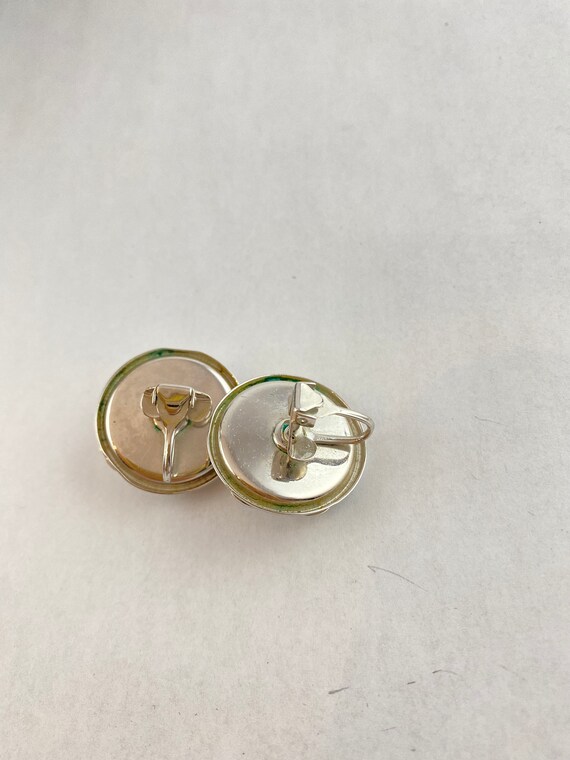Silver Flower Button Earrings. - image 7