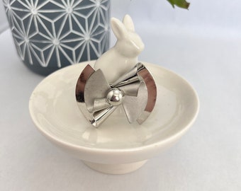 Silver layered Bow Brooch