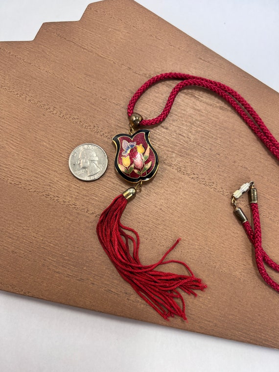 Tulip Cloisonne Pendant Necklace - image 5