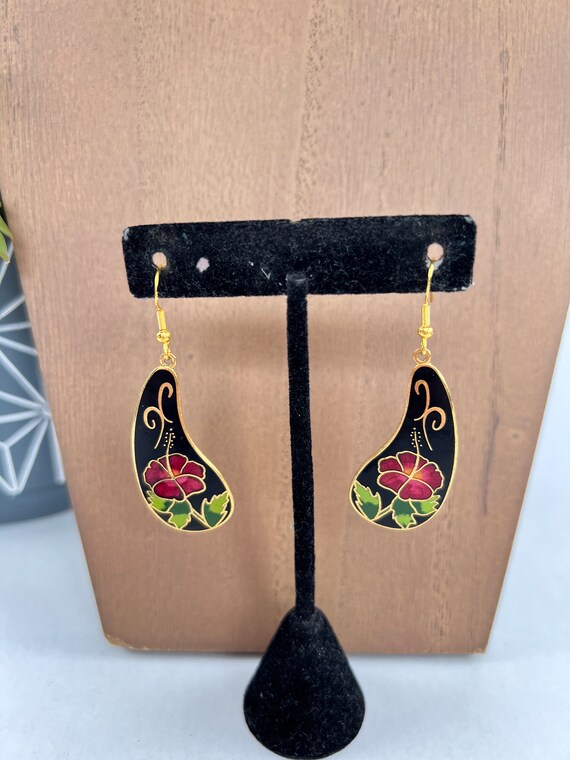 Red flower Cloisonné Earrings