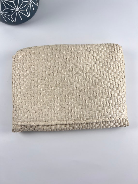 Avon White Basket Weave Clutch - image 2