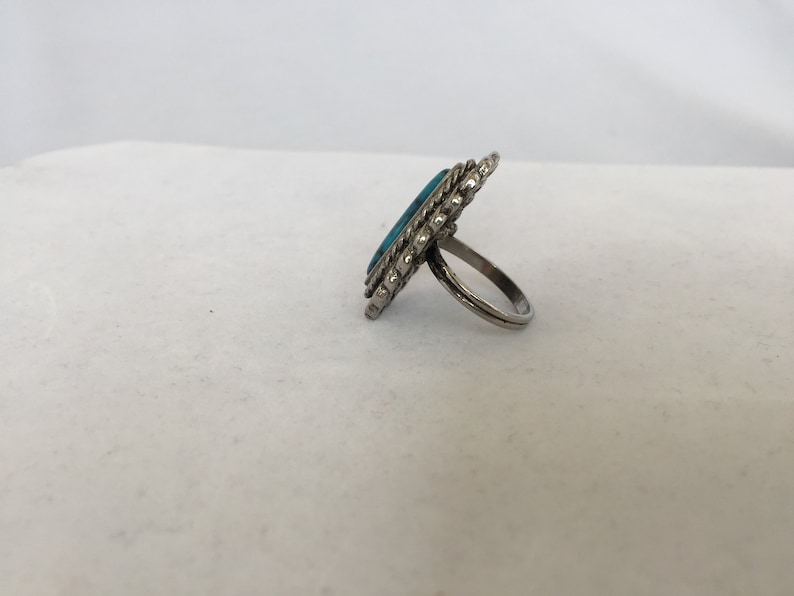 Silver Tone and Faux Turquoise. Vintage Southwestern Ring