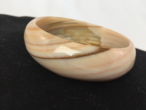 Banded Agate Bracelet / Bangle. Peaches and Cream… - image 2