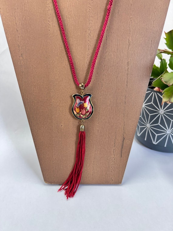 Tulip Cloisonne Pendant Necklace - image 1