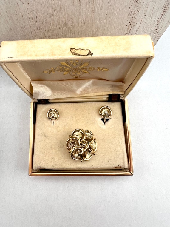 Flower Brooch and Earring Set