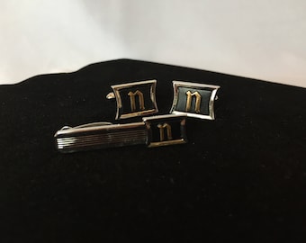 1970s Hickok Cufflinks and Tie Clip Set: Gold & Silver Tone - Etsy
