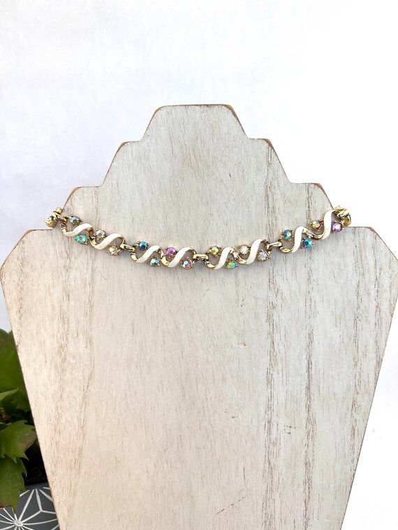 Aurora Borealis and White Enamel Necklace