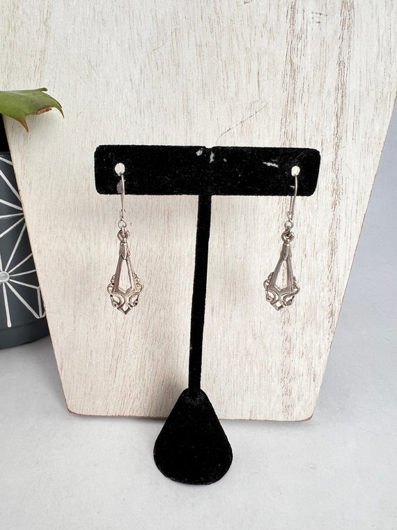 sterling silver filigree drop earrings. handmade