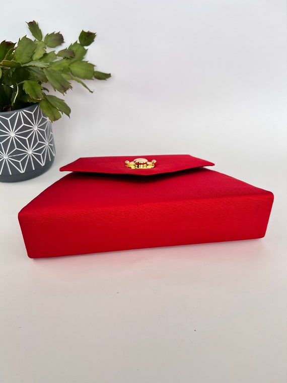 Vintage Inge Christopher Red Corduroy Clutch, Con… - image 3