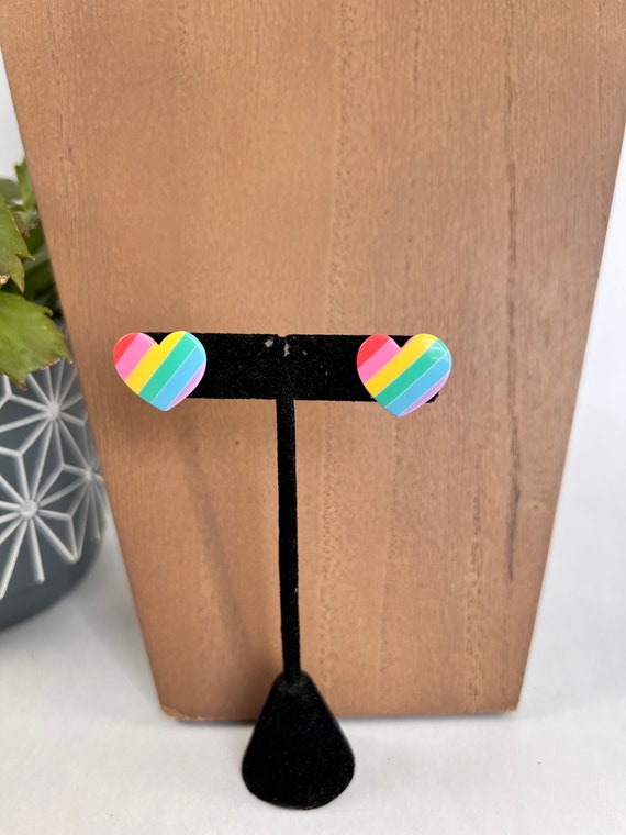 Rainbow Heart Stud Earrings - image 1