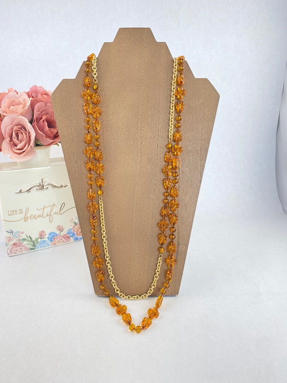 Sarah Coventry Amber Beaded Necklace