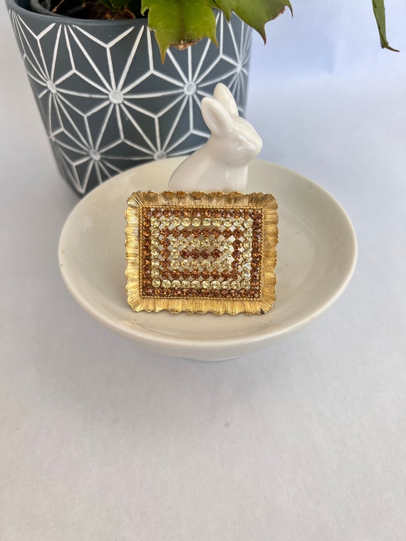 Linser Rectangle Rhinestone Brooch - image 5