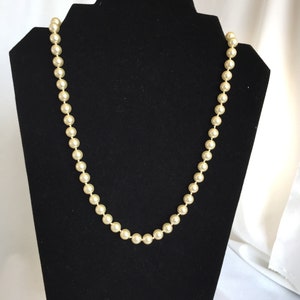 White Faux Pearl Necklace, Handknotted. 1960s