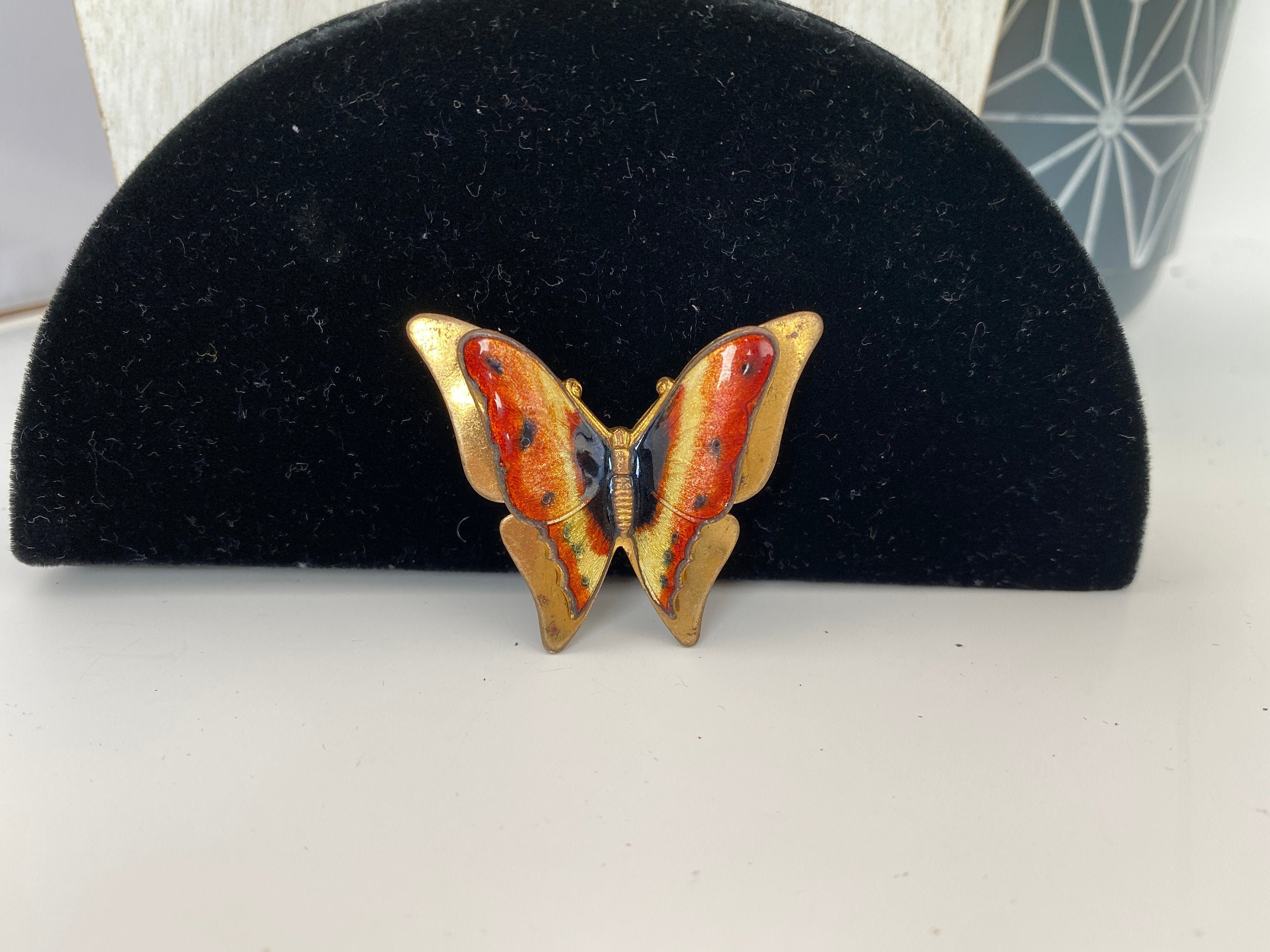 Spilla Farfalla Ottone Dorato Martellato - Gioiello Artistico Les Poulettes - Foto 5