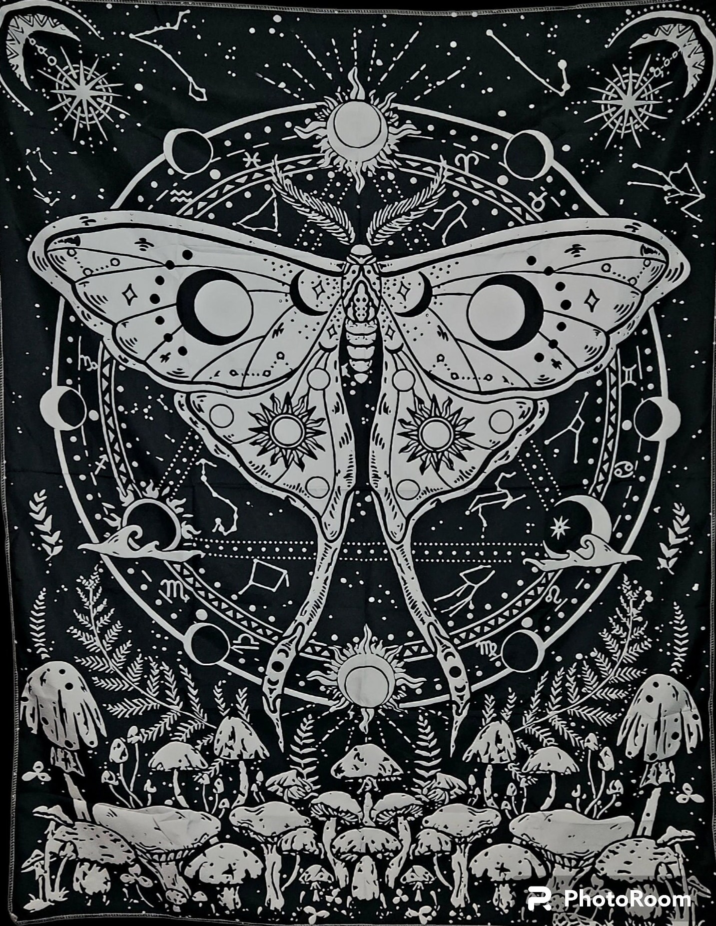 Butterfly / Moth and Mushrooms Celestial Tapestry | Wall hanging | Home Decor decor #3