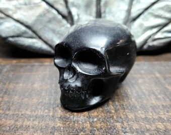 Black Obsidian Crystal Skull Carving