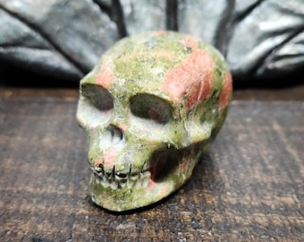 Unakite Crystal Skull Carving