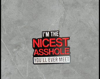Nicest Asshole You'll Meet | Humorous | Sarcastic Pins | Brooches