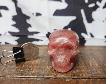 Strawberry Quartz Crystal Skull Carving
