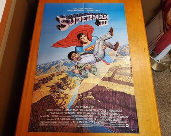 Superman 3 Movie Poster  Authentic Original Vintage Folded Theater One Sheet  1983 - 27 x 41 - Christopher Reeve - Richard Pryor - III