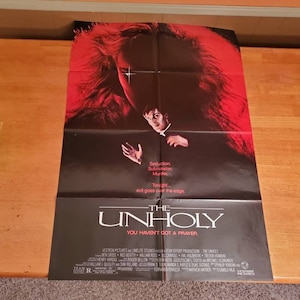 The Unholy  Authentic Movie Poster  Original Vintage Folded Theater One Sheet Horror from 1987 - 27x40 - Exorcist Style Film - Vestron