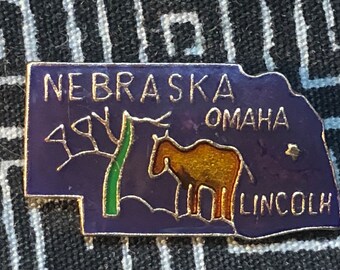 Nebraska State Shape Enamel Pin - The Pony Express - Omaha - Lincoln - Norfolk - NE pin - The Tree Planter's State - The Cornhusker State