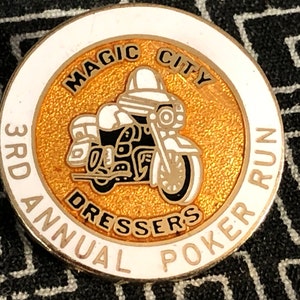 Magic City Dressers 3rd Annual Poker Run enamel stick back pin - Minot - North Dakota - USA - Magicians - Harley Davidson - biker - Sturgis