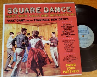 Disco de vinilo de baile cuadrado con llamadas e instrucciones - Álbum LP probado - Vg+