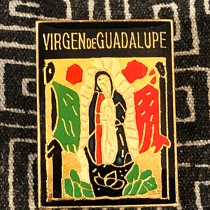 Virgin Mary Lady Of Guadalupe Pin - Vintage Enamel Lapel Pin - Virgen De Guadalupe - Religious Pin