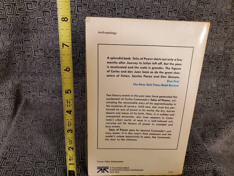 May include: A book cover with a white background and black text. The title of the book is "Tales of Power" by Carlos Castaneda. The book is about the author's apprenticeship in the mysteries of sorcery. The book cover also includes a quote from The New York Times Book Review.
